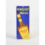 Türschild "Maggi's Würze", 7,5x18,5 cm, Emaille, Abplatzer an rechtem unteren Rand, min. farblich