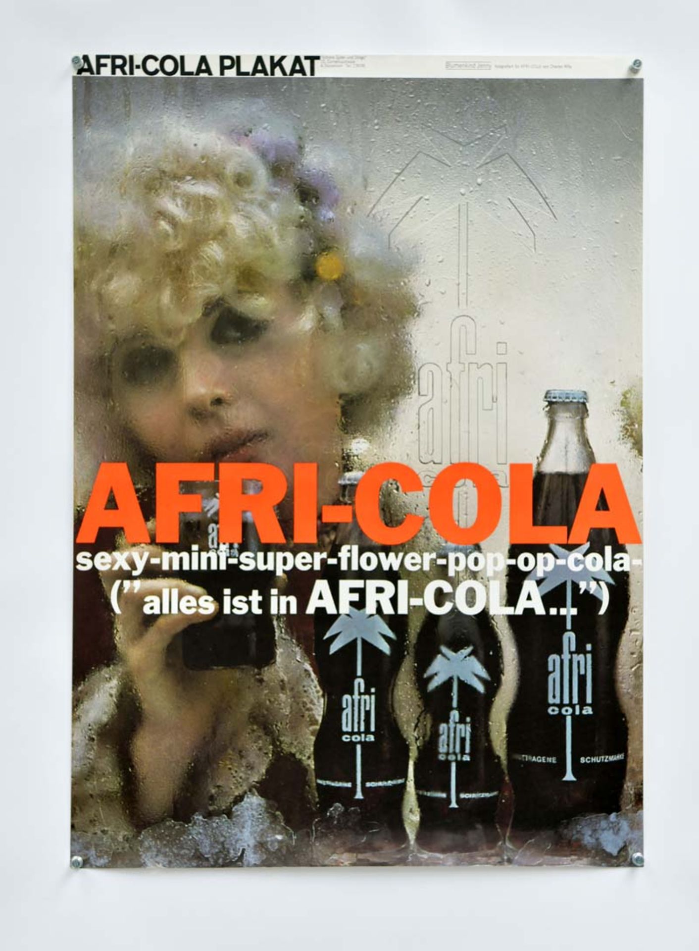 Plakat Afri Cola "Blumenkind Jenny", 59x83,5 cm, 60er Jahre, Z 1Poster Afri Cola "Blumenkind Jenny",