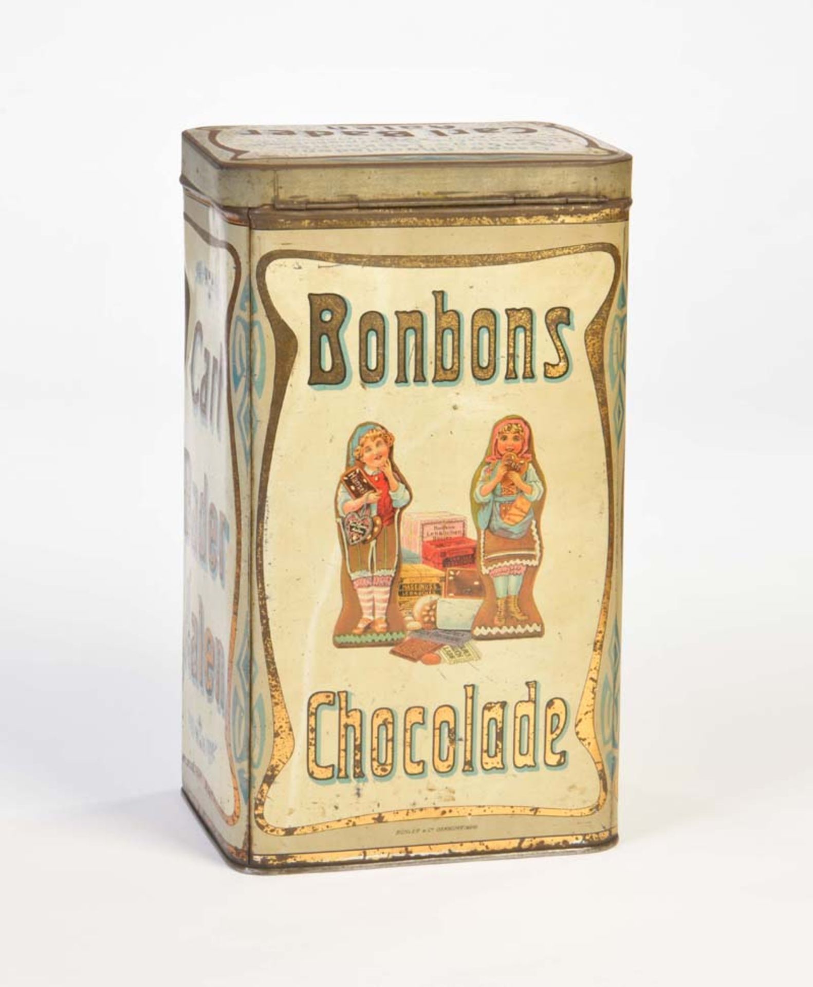 Blechdose "Bonbons Chocolade" Carl Bader Aalen, Germany VK, 31 cm, min. LM, Z 2Tin Can "Bonbons