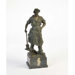Bronze, Schmied auf Marmorsockel, 55 cm, Ludwig Graefner Berlin, um 1900, kein VersandBronze,