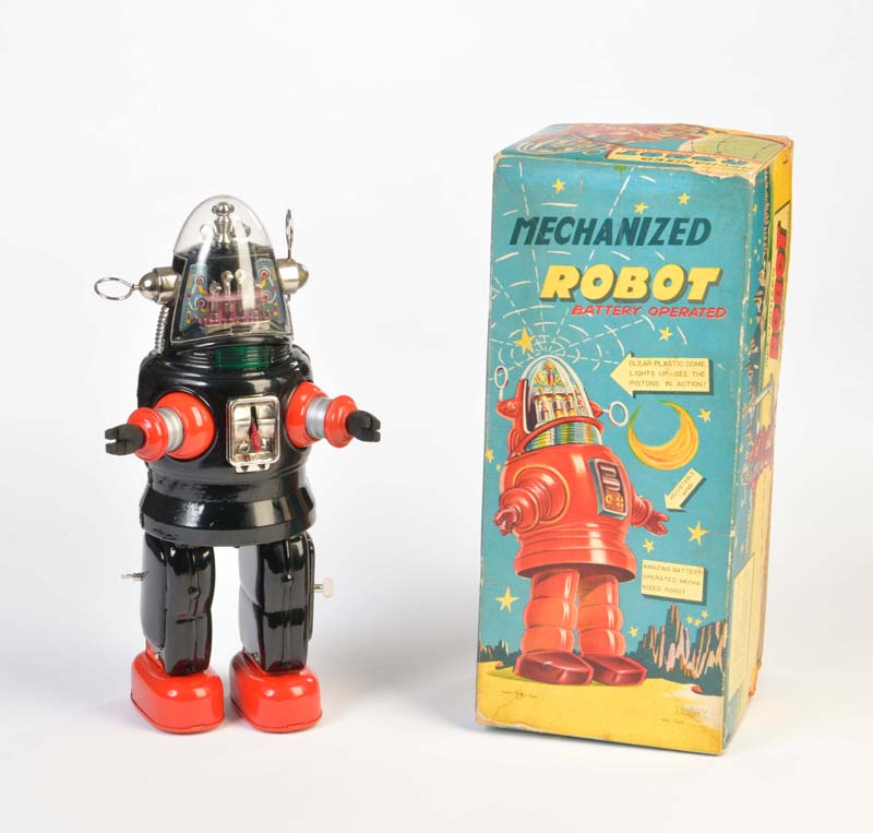 TN Nomura, Robby Robot, Japan, 33 cm, Blech, Bat. Antrieb ok, Okt Z 1, Z 1TN Nomura, Robby Robot,