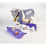 Milka, Große Kuh + 2 Taschen, 22-38 cm, Stoff + Kst, guter ZustandMilka, Big Cow + 2 Bags,