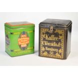 2 Blechdosen "Aeska Menthol Bonbons" + "Wossidlo & Co Kaffee", Germany VK, 27-30 cm, Z 2-32 Tin Cans