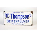 Emailleschild "Dr. Thompson'sSeifenpulver", 25x50 cm, LM an den Rändersn, kleine Abplatzer, Z 2-