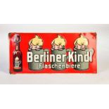 Blechschild "Berliner Kindl", 24x51 cm, LM, kleine Dellen an oberen Rändern, Z 2-Tin Sign "