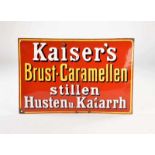 Emailleschild "Kaiser's Brust Caramellen", 33x50 cm, min. LM, min. gewölbt, 20er Jahre, Z 2Enamel