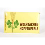 Emailleschild ""Wolnzacher Hopfenperle", 30x50 cm, Münchner Emaillierwerk, gewölbt, Z 1-Enamel