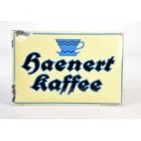 Emailleschild "Haenert Kaffee", 33x49,5 cm, gewölbt, kleinere Abplatzer am linken Rand, Boos & Hahn,
