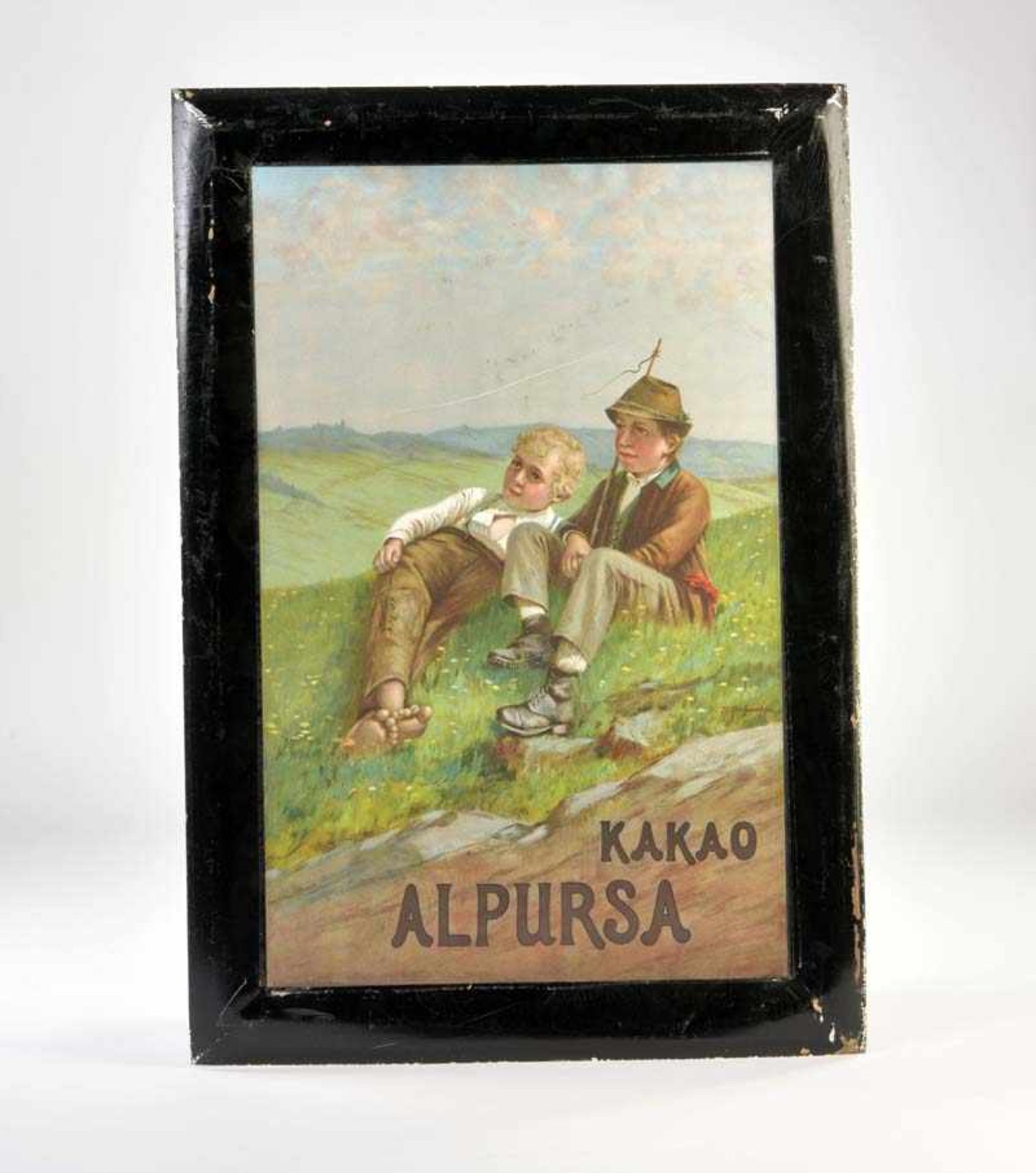 Blechschild "Alpursa Kakao", 52x75 cm, min. LM an den Rändern, Bierungwerke Heidenau, Z 2+Tin