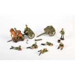 Elastolin, Lineol, Pferdegespann mit Feldküche + 6 Soldaten, Germany VK, 6-7 cm, 2 Figuren +