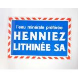 Emailleschild "Henniez Lithinee S.A.", 60x90 cm, Z 1Enamel Sign "Henniez Lithinee S.A.", C 1