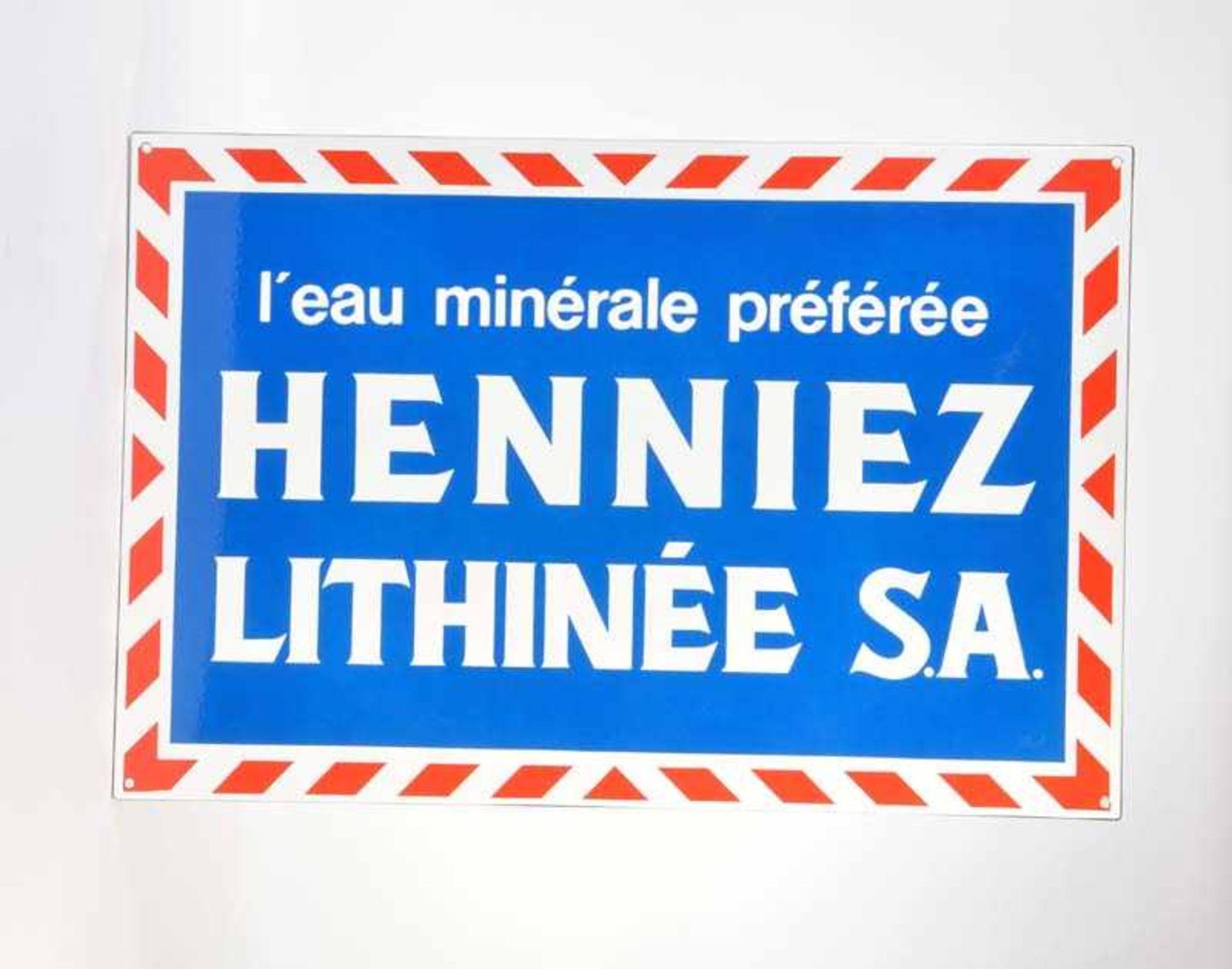Emailleschild "Henniez Lithinee S.A.", 60x90 cm, Z 1Enamel Sign "Henniez Lithinee S.A.", C 1