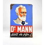 Emailleschild "Dr. Mann", 47x71 cm, LM, abgekantet, Ränder teilw. beschädigt, Z 2-3Enamel Sign "