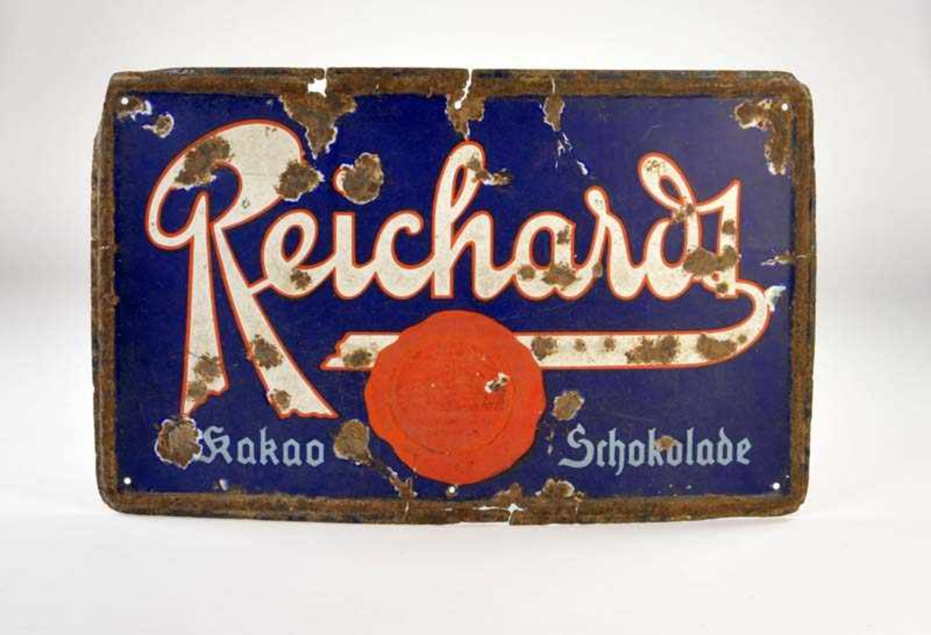 Emailleschild "Reichards Kakao Schokolade", 40x63 cm, LM, RS, bitte besichtigen, Z 4Enamel Sign "