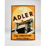 Blechschild "Adler Nähmaschinen", 50,5x73 cm, Eug. Lindenschmidt Lustnau b. Tübingen, Z 1Tin Plate