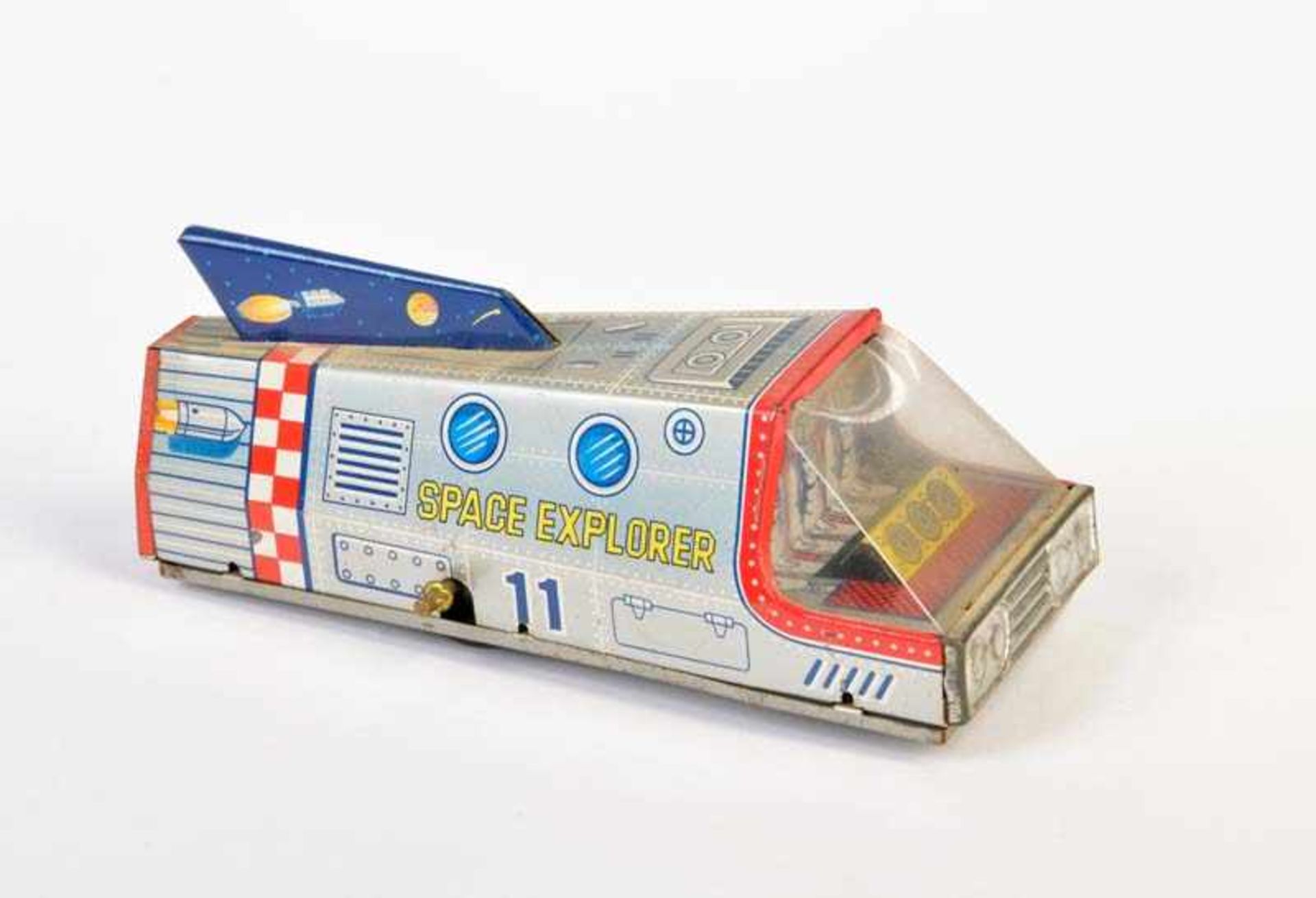 T.T., Space Explorer Raumschiff, Japan, 15,5 cm, Blech, UW ok, min. LM, Z 2T.T., Space Explorer