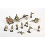 Elastolin, Lineol, Kutsche mit Geschütz + 11 Figuren, Germany VK, 7 cm Figuren, Masse, partiell