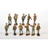 Elastolin, 11 musizierende Soldaten, Germany VK, 10 cm, Masse, meist sehr guter ZustandElastolin, 11