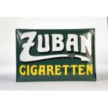 Emailleschild "Zuban Cigaretten", 40x60 cm, gewölbt, Münchner Emallier und Stanzwerke, 1 Abplatzer