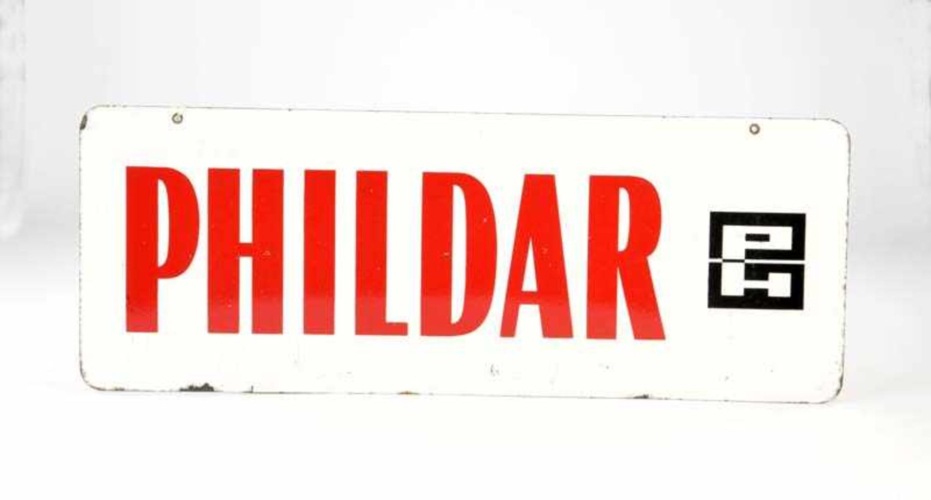 Emailleschild "Phildar", 30x80 cm, LM, beidseitig lithografiert, Z 2-3Enamel Sign "Phildar", paint