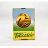 Emailleschild "Totocalcio", 23x32,5 cm, LM, abgekantet, 50er Jahre, Halterung auf Rückseite, Z