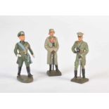 Lineol, Elastolin, Mussolini + 2 Generäle, Germany VK, 7 cm, Masse, 2x beweglicher Grußarm, Z 1-.