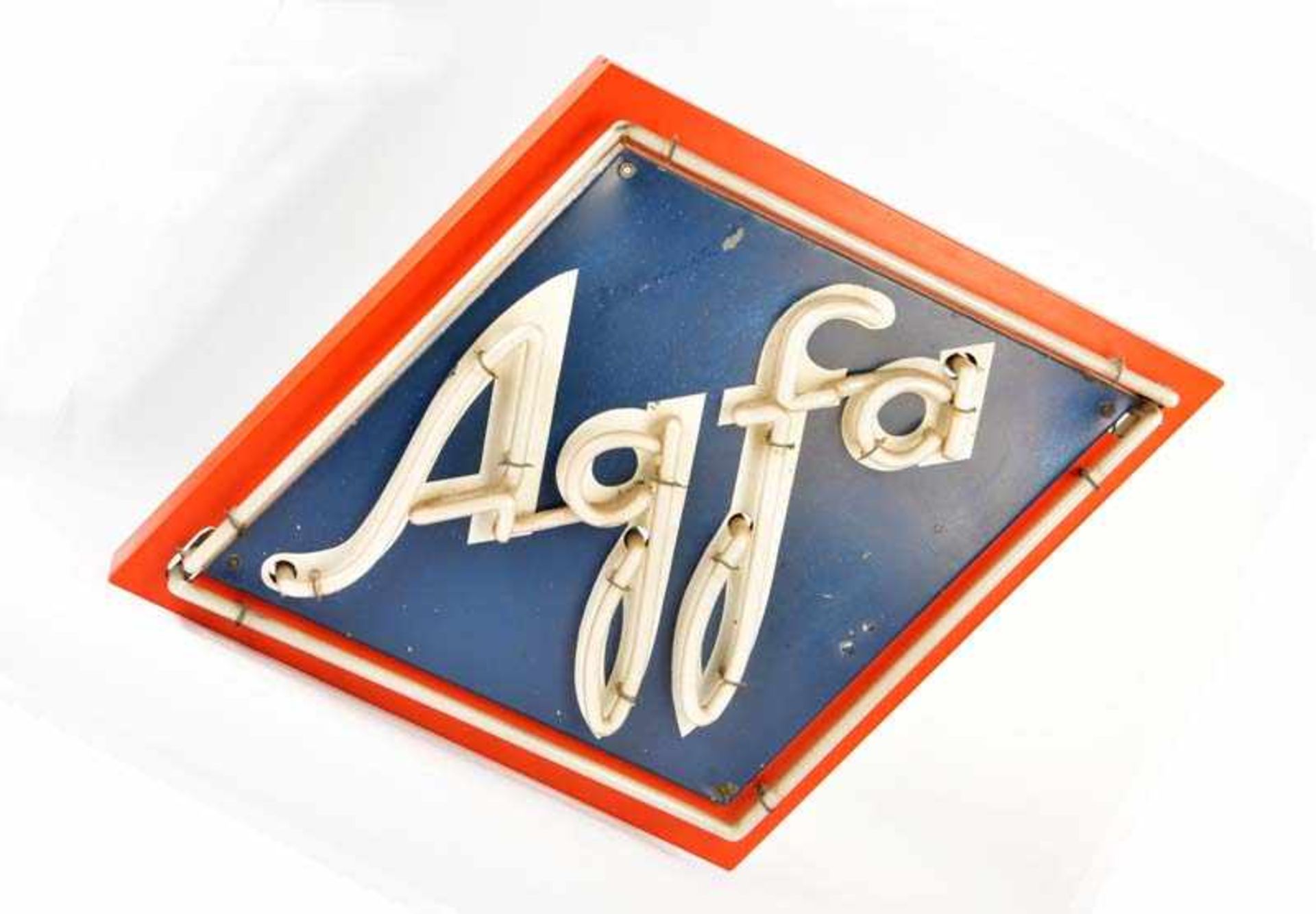 Agfa, Neon Leuchtreklame um 1960, 96x72 cm, Funktion ok, kein VersandAgfa, Illuminated Advertising