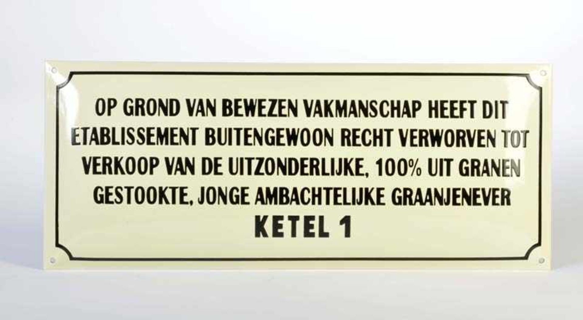 Emailleschild "Ketel 1", niederländisches Schriftbild, gewölbt, Z 1Enamel Sign "Ketel 1", dutch,