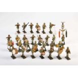 Lineol, Elastolin, 28 musizierende Soldaten, Germany VK, 7 cm, Masse, LM, Standartenträger mit