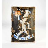 Emailleschild "Back mit Hefe", 33x49,5 cm, RS, gewölbt, Z 4Emailleschild "Back mit Hefe", rust d.,