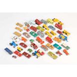 Matchbox, around 45 Vehicles + Trailer, England, diecast, part. paint d., treasure troveMatchbox, ca
