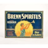 Tin Plate Sign "Brenn-Spiritus", Germany pw, paint d., C 2Blechschild "Brenn-Spiritus", Germany