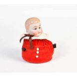 Boy Doll with Body out of Sand, Germany, head out of porcelain, marked "F.B.", neck damaged,