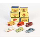 Matchbox, 6 Cars, England, diecast, part. min. paint d., 1x reprobox + 5x original box, mostly