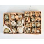 Christmas Tree Decoration, Germany pw, 2 boxes with 21 little baubles, glass, C 1-