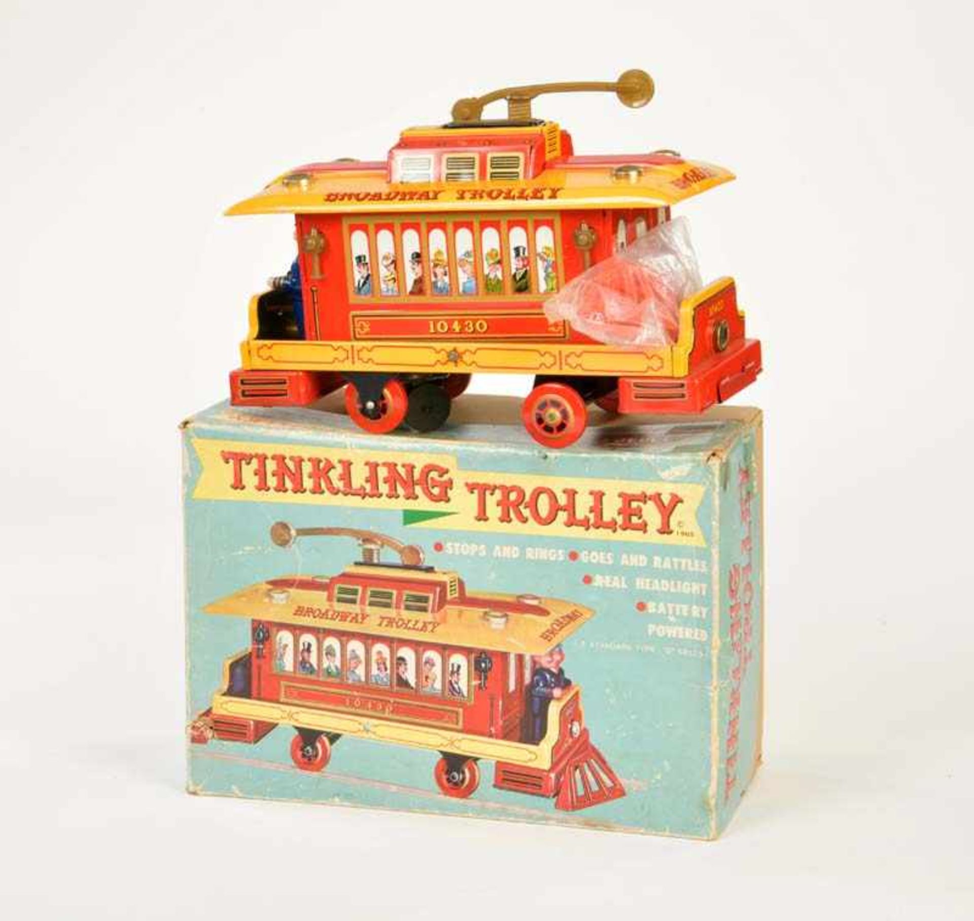 Modern Toys, Tinkling Trolley, Japan, tin, bat. drive ok, C 1-Modern Toys, Tinkling Trolley,