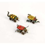 3 Penny Toy Beetles, Germany pw, tin, min. paint d., C 1-23 Penny Toy Käfer, Germany VK, 6 cm,