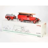 Märklin, Fire Engine with Trailer, tin, cw ok, box C 1, C 1Märklin, Feuerwehr mit Anhänger, 65 cm,
