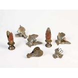 7 Candlestick Holder, tin, paint d. due to age, around 18807 Kerzenhalterklemmen, 5-8 cm, Blech,