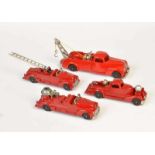 Hubley, Kiddie Toy 4 Fire Engines, USA, cast iron models, C 1/1-Hubley, Kiddie Toy 4 Feuerwehren,