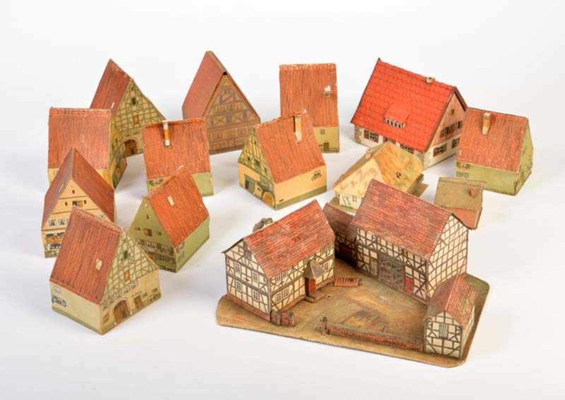 Bundle plastic Modeling Sheets Buildings, Germany, out of wood + paperboard, C 2Konvolut
