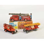 Tekno, Kovap a.o., 3 Fire Engines, tin, box C 1, C +/2-Tekno, Kovap u.a., 3 Feuerwehren, 18-26 cm,