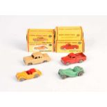 Dinky Toys, 4 Duplo Vehicles, England, diecast, part. paint d., C 1/4+Dinky Toys, 4 Duplo Fahrzeuge,