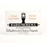 Enamel Sign "Radiumchema", min. paint d., convex, C 1-2Emailleschild "Radiumchema", 20x30 cm, min.