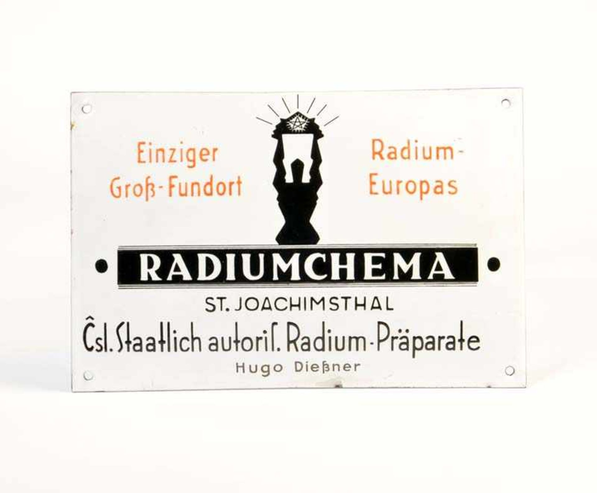 Enamel Sign "Radiumchema", min. paint d., convex, C 1-2Emailleschild "Radiumchema", 20x30 cm, min.