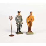 Lineol, Hitler on Microphone + Göring with Rod, Germany pw, composite, paint d., 1x arm loose, C 1/
