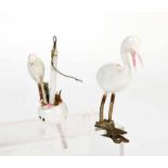 Christmas Tree Decoration, Germany pw, 2 birds-white coloured-, glass, min. worn out, C