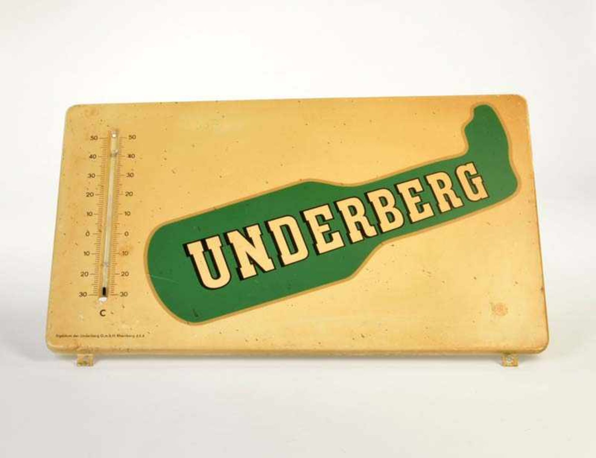 Thermometer Sign "Underberg", tin, function ok, paint d., C 3+Thermometer Schild "Underberg",