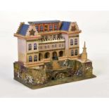 Castle out of Paper as Money Bank (before 1900), part. defects, C 2-Papier Schloss als Spardose (vor