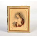 Lady around 1880, frame out of paperboard, traces of age, very decorativeStich, Dame um 1880, 18,